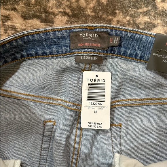 Torrid Blue Straight Leg Jeans with Distressed Details size 18 plus size - Picture 6 of 9